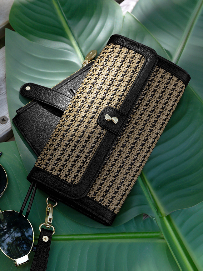 Stackers Raffia Pochette avec porte-cartes et miroir, rose clair