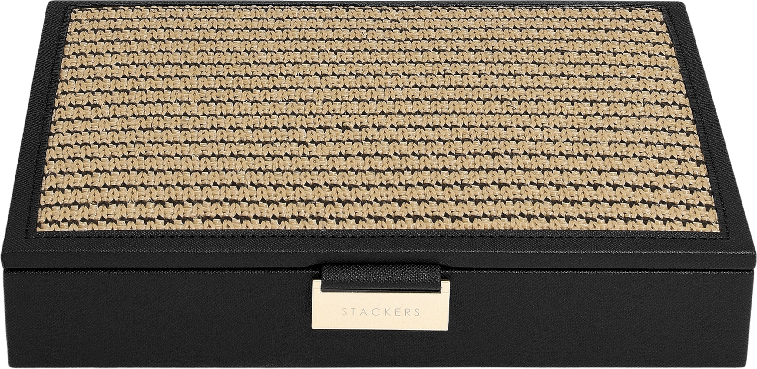 Stackers Raffia Schmuckkästchen Classic, schwarz, mit Deckel
