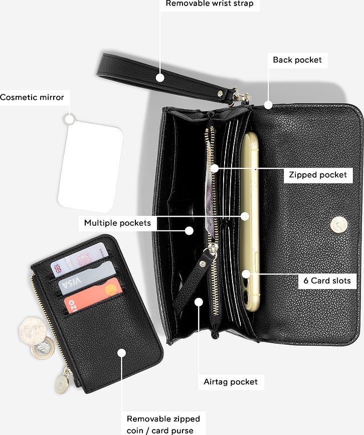 Stackers Raffia Torbica s etuijem za kartice i ogledalom svijetloružičasta