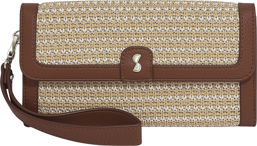 Stackers Raffia Torbica z etuijem za kartice in ogledalom, rjava