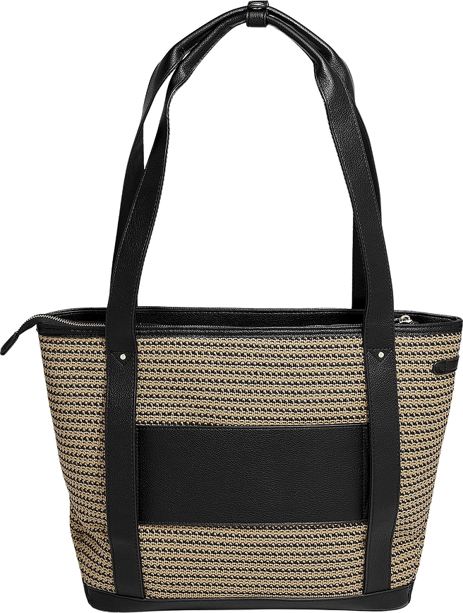 Stackers Raffia Τσάντα με θήκη καρτών, 2 πουγκιά και καθρέφτη, ανοιχτό ροζ