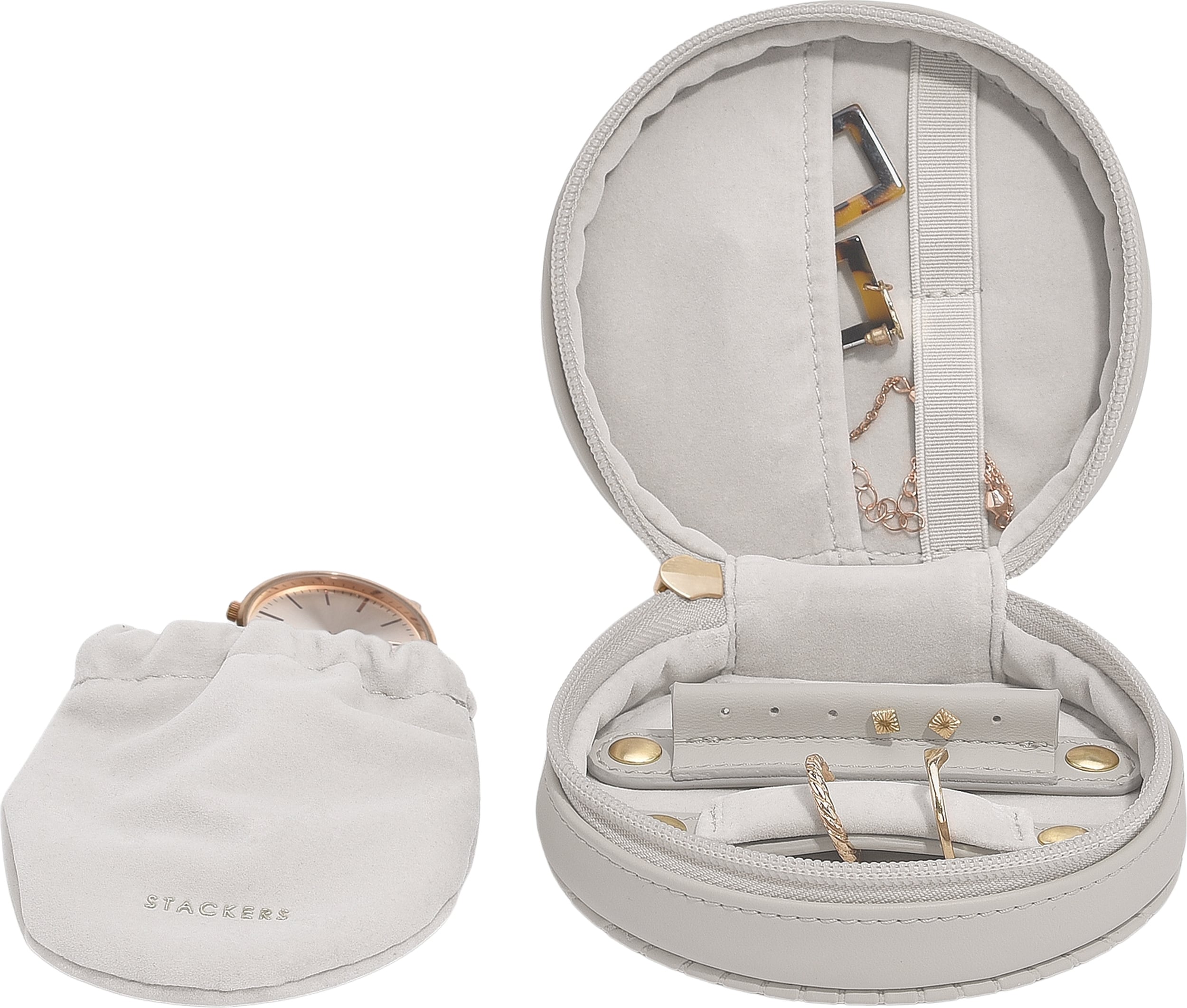 Stackers Reise-Schmuckbox rund, beige