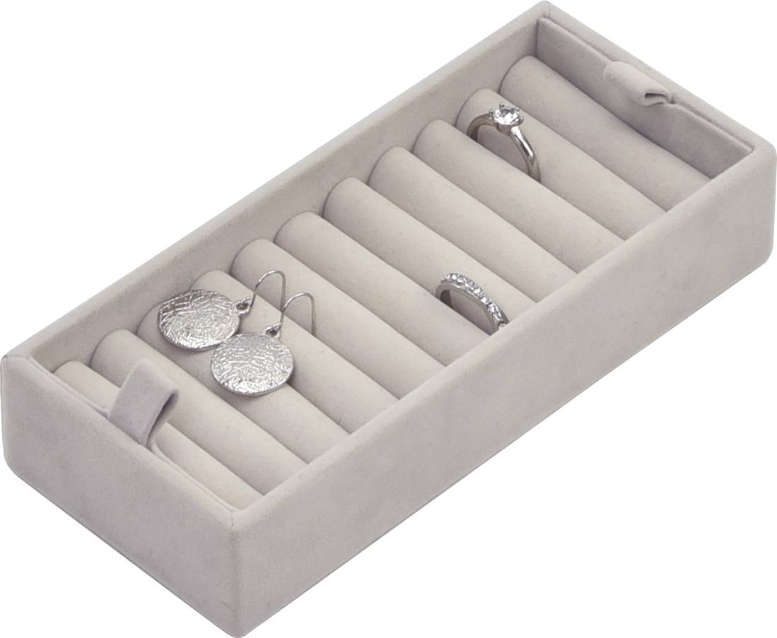 Stackers Ring-Box mit Rillen groß hellgrau velvet