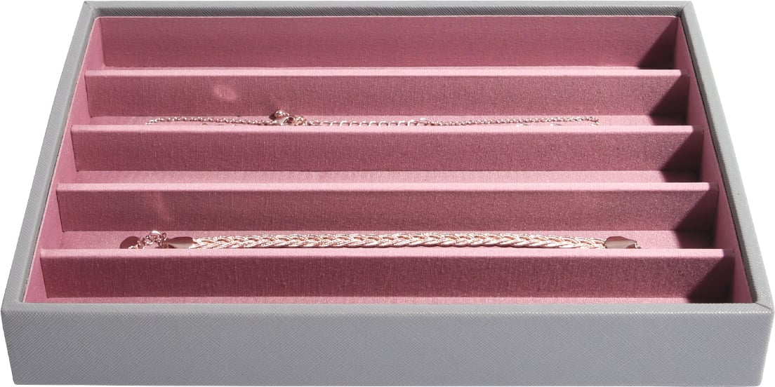 Stackers Schmuckkästchen classic 5-Fächer grau rosa