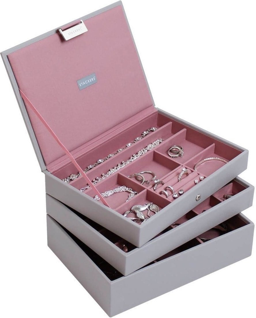 Stackers Schmuckkästchen classic dreifach rosa-grau