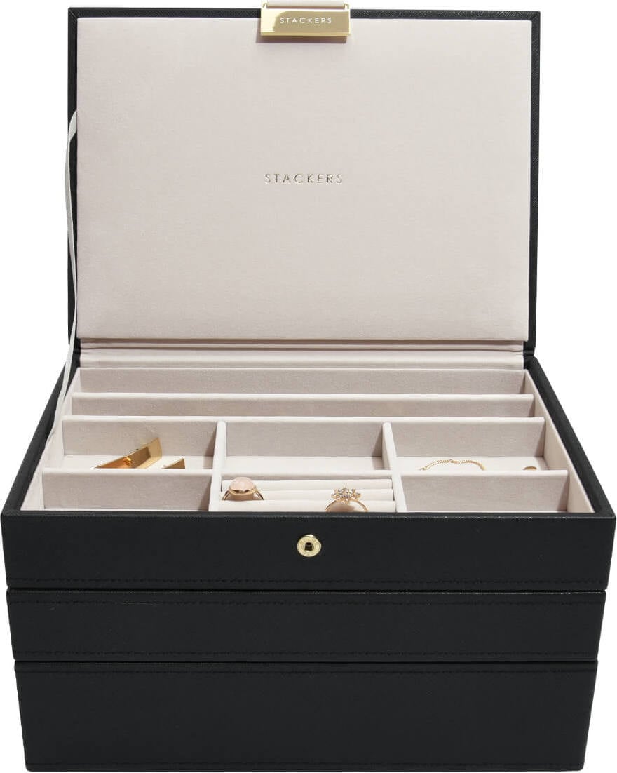Stackers Schmuckkästchen classic dreifach schwarzer Samt