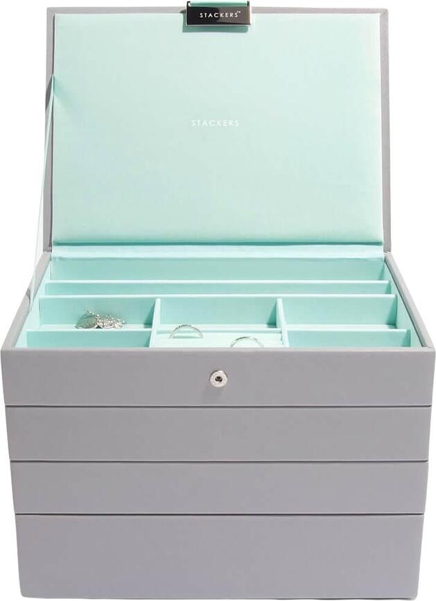Stackers Schmuckkästchen classic vierfach grau-mintgrün