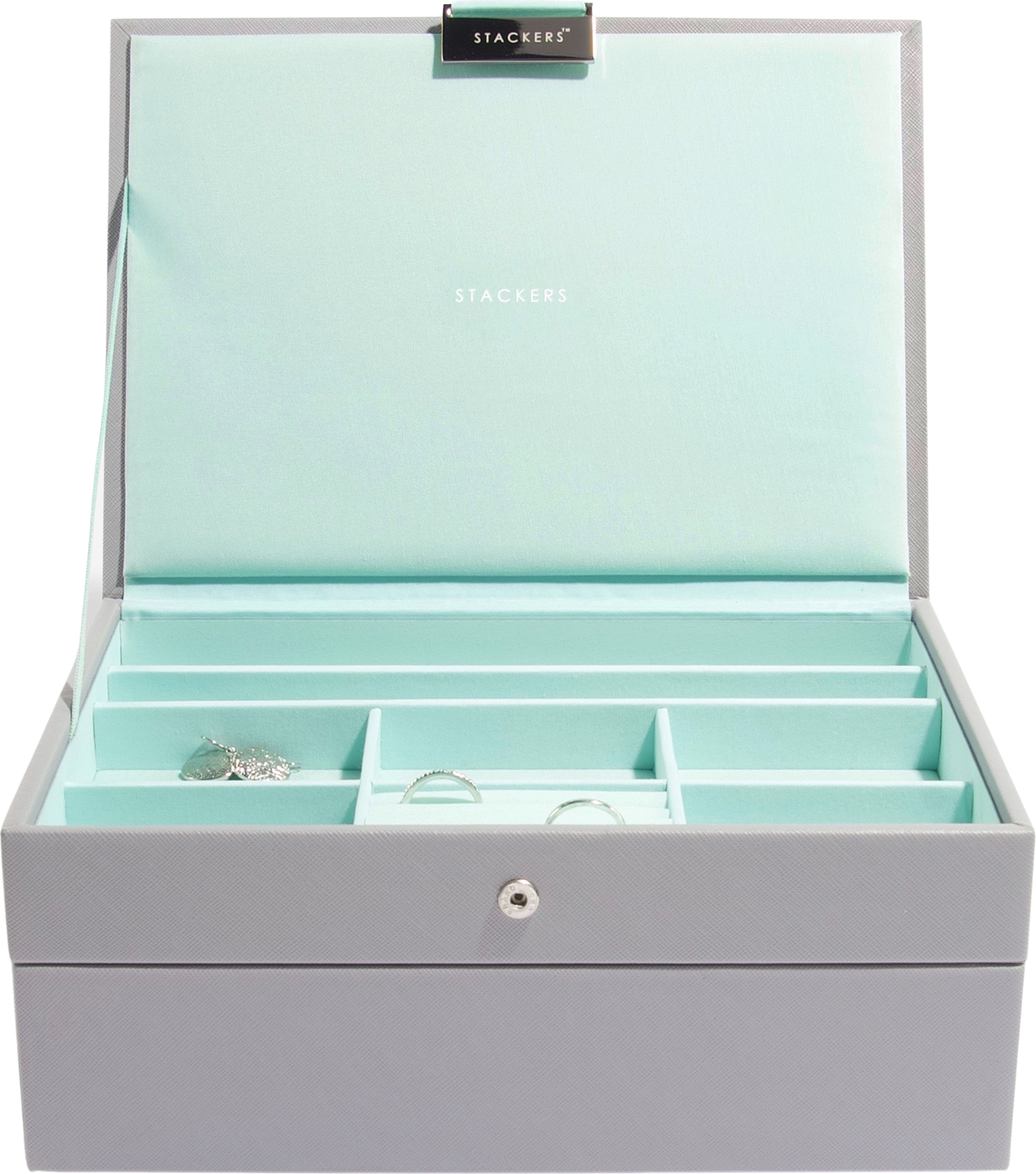 Stackers Schmuckkästchen doppelt Classic, grau-mint