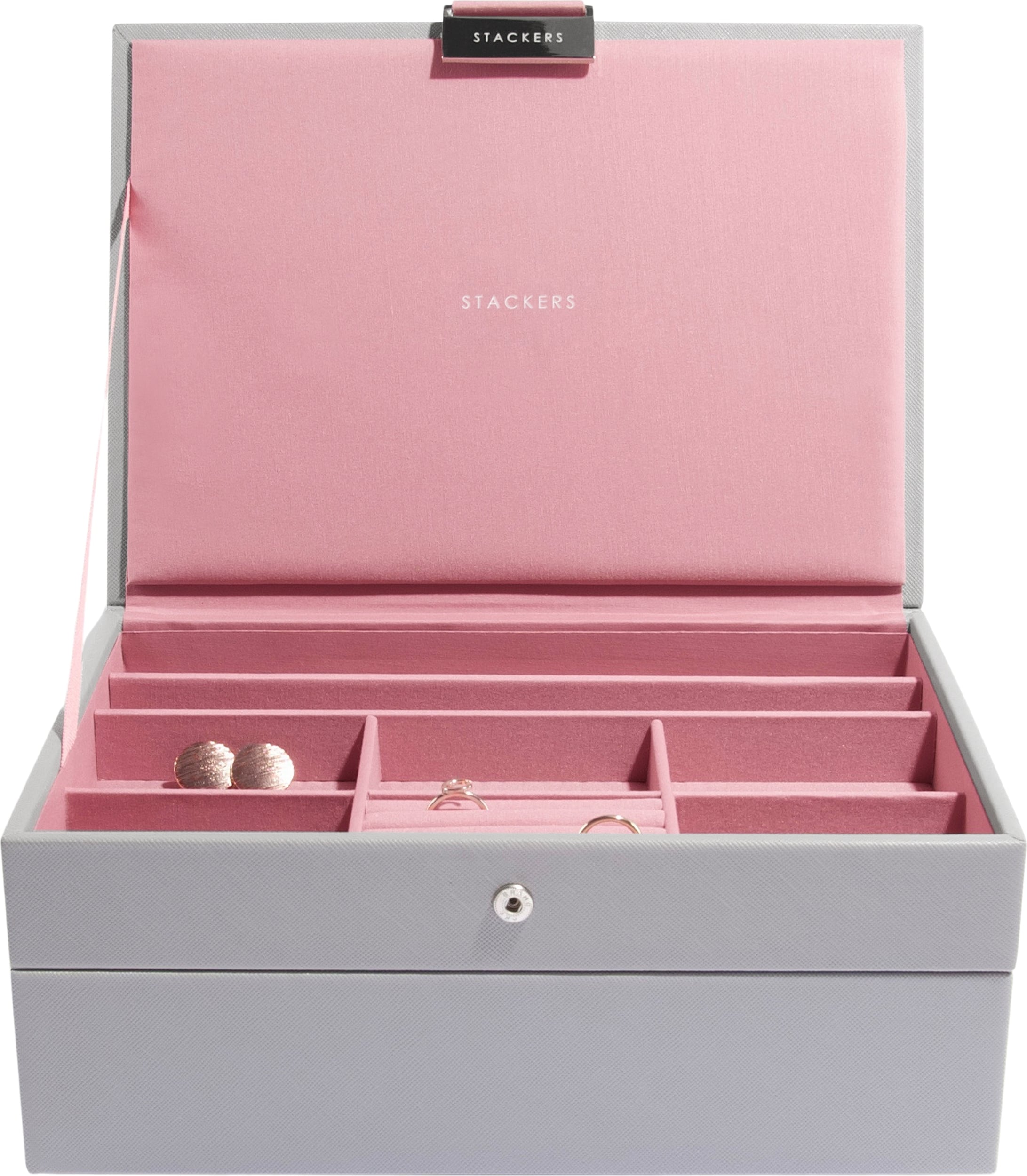 Stackers Schmuckkästchen doppelt Classic, grau-rosa