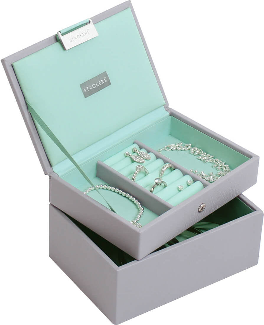 Stackers Schmuckkästchen mini doppelt grau-mintgrün