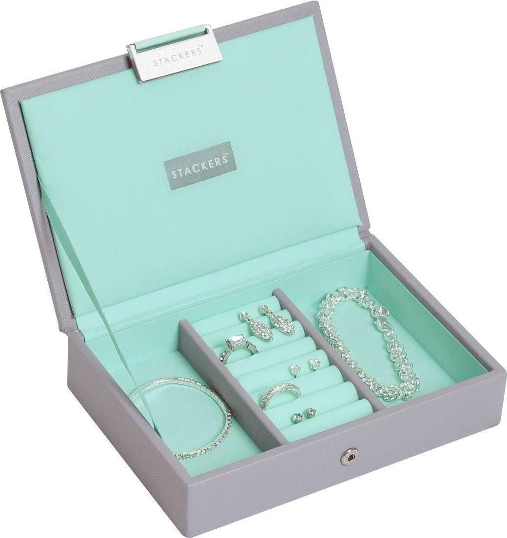 Stackers Schmuckkästchen mini grau-mintgrün mit Deckel