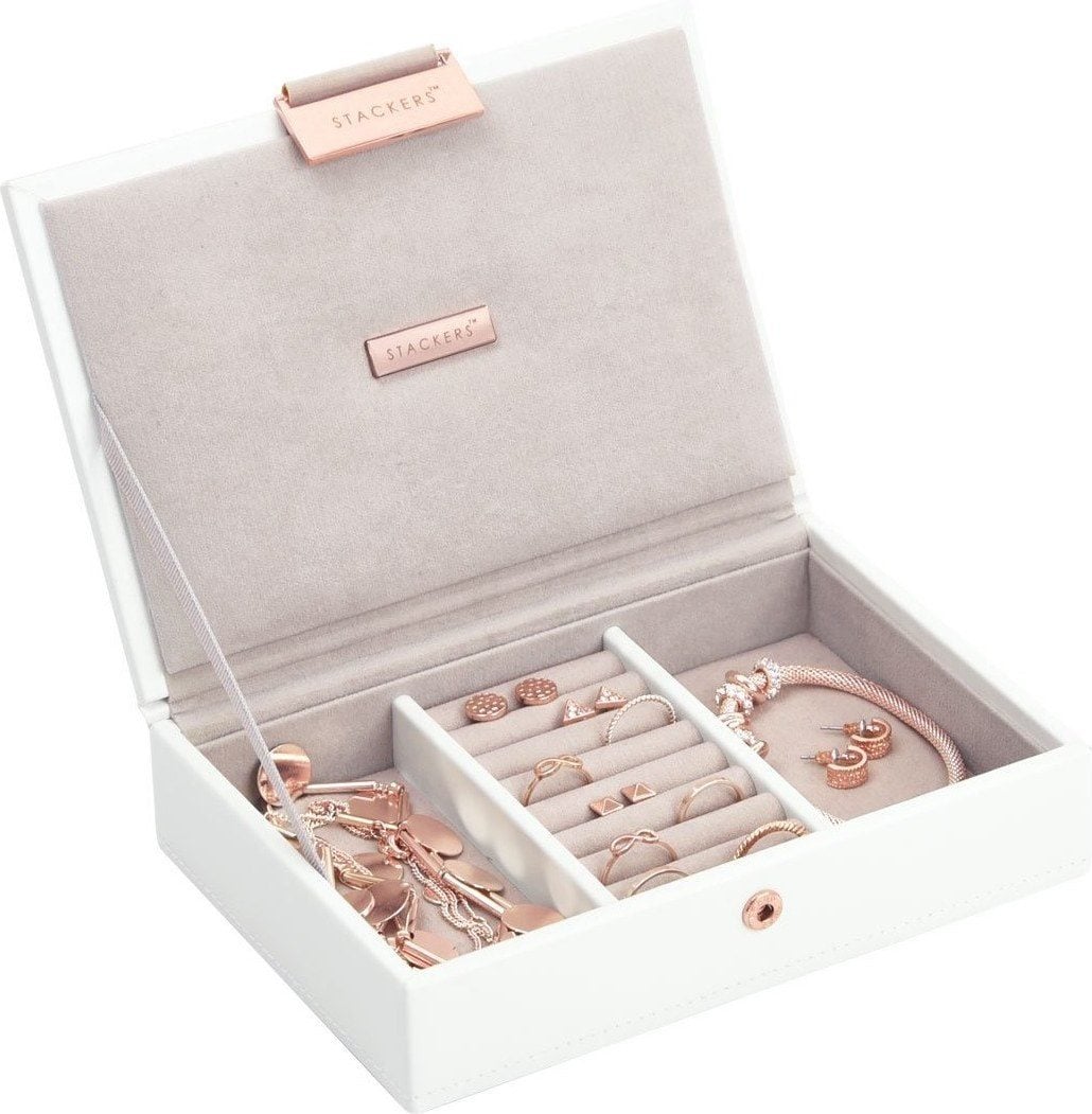 Stackers Schmuckkästchen mini weiß-beige mit Deckel Kupferschloss