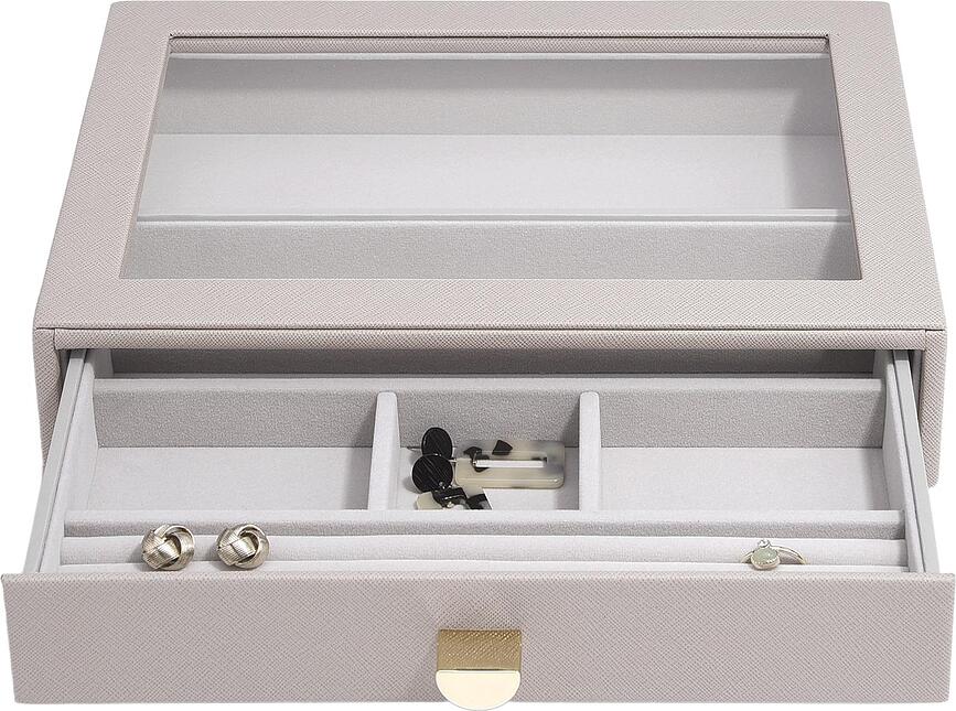 Stackers Škatla za nakit classic, s 6 predelki, s predalom in steklenim pokrovom