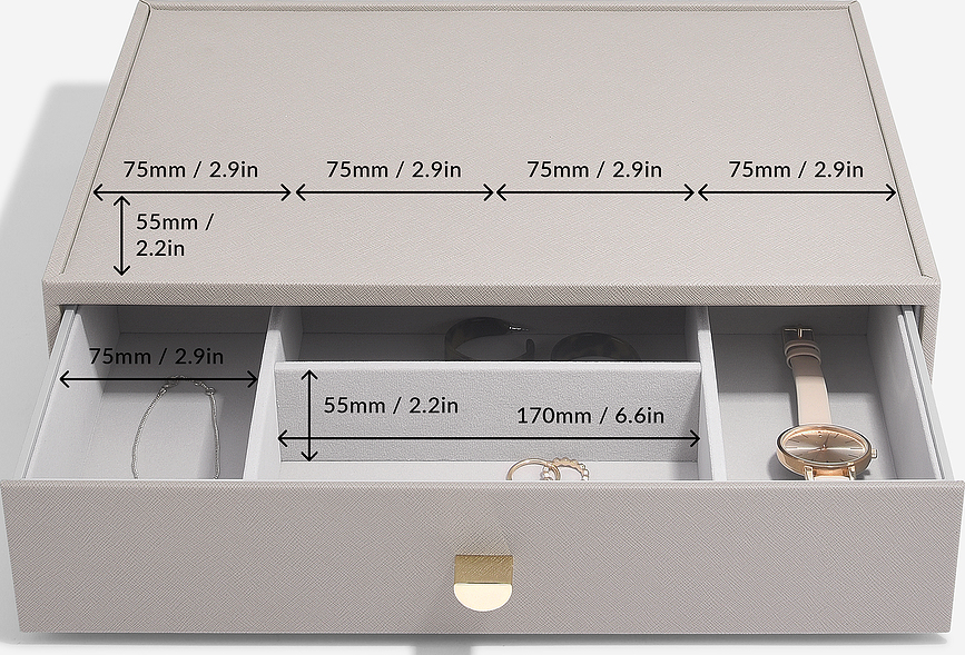 Stackers Škatla za nakit, supersize taupe s 3 predali