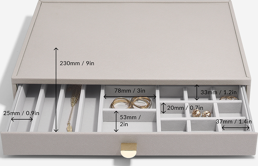 Stackers Škatla za nakit, supersize taupe s 3 predali