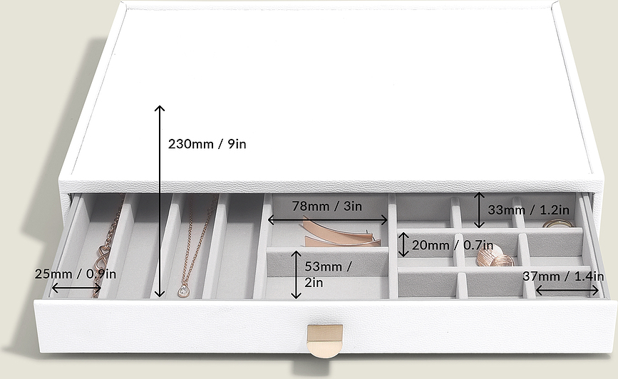 Stackers Škatla za nakit super velika s predalom, z 19 predelki, taupe