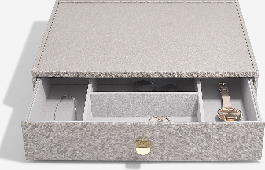 Stackers Pebble Škatla za nakit supersize, z 2 predaloma, kamnito siva