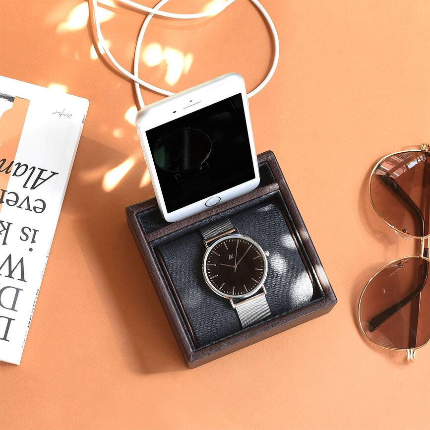 Stackers Organizator za 1 uro in polnilna postaja, rjav