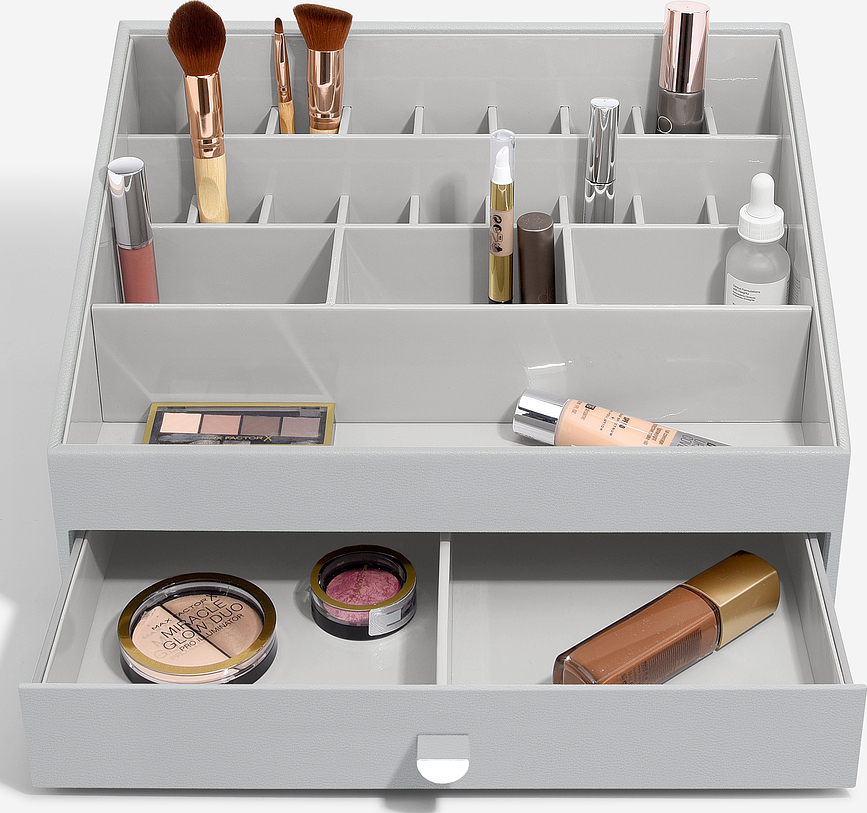 Stackers Supersize Organizator za kozmetiko z 2 predaloma, taupe