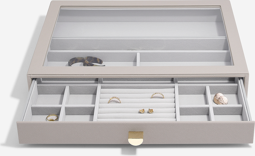 Stackers Pebble Κοσμηματοθήκη υπερμεγέθους, με 2 συρτάρια, γκρι πετρώδες