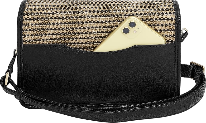 Stackers Torba za rame s ogledalom i futrolom za kartice rafija smeđa