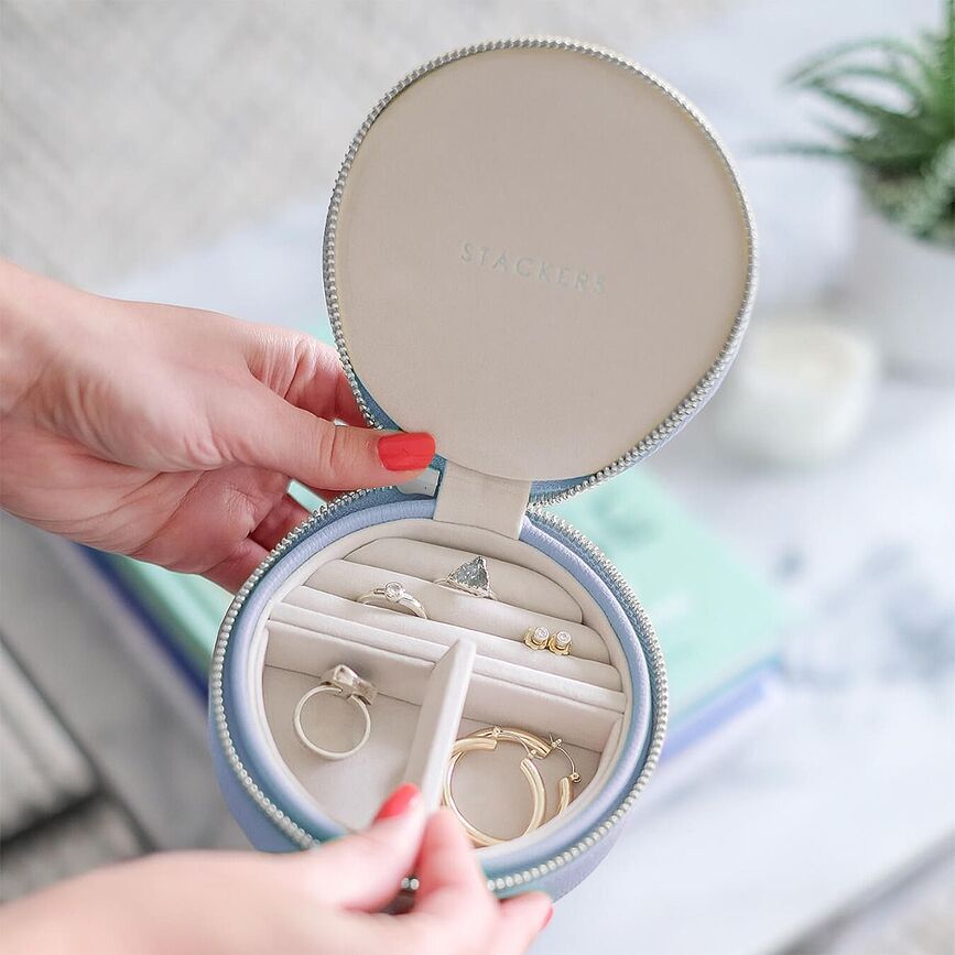 Stackers Travel Κουτί Κοσμημάτων ταξιδίου, στρογγυλό, γκρι πέτρας