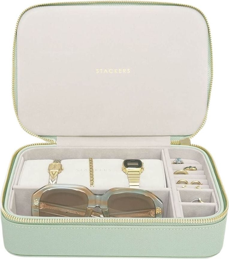 Stackers Travel Reisebox für Schmuck und Accessoires salbeigrün