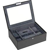 Stackers Watch box with glass lid black and grey