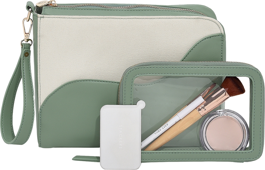 Stackers Wave Kozmetičke Torbice s ogledalom kremasto-zelene