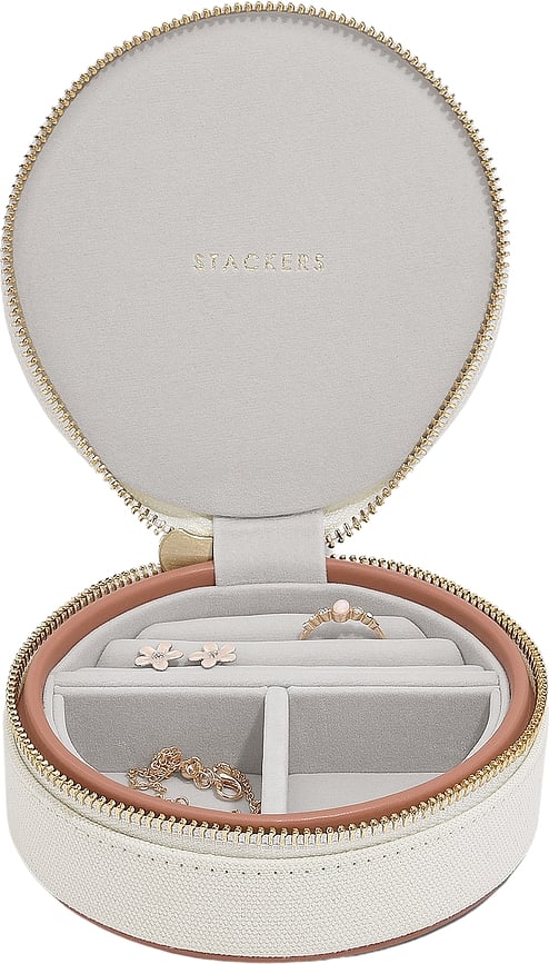 Stackers Wave Kutija za nakit putna okrugla krem-breskvasta