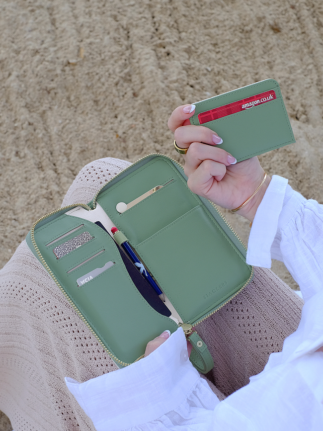 Stackers Wave Portefeuille avec porte-cartes et miroir, crème et pêche