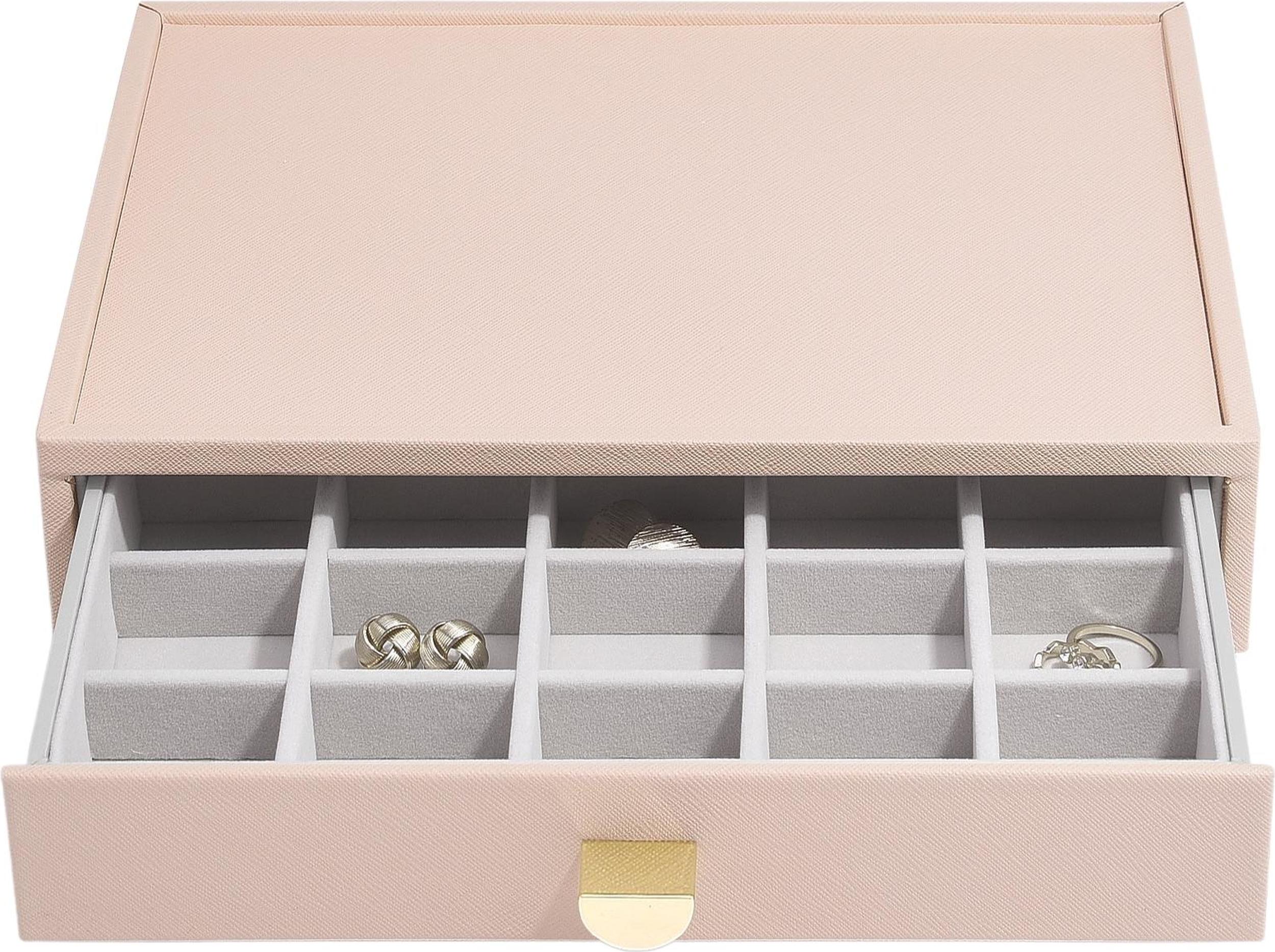 Szkatułka na biżuterię Stackers 20 komorowa classic różowa z szufladą