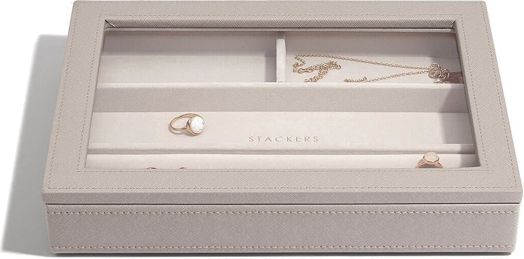 Szkatułka na biżuterię Stackers 4 komorowa classic taupe z pokrywką