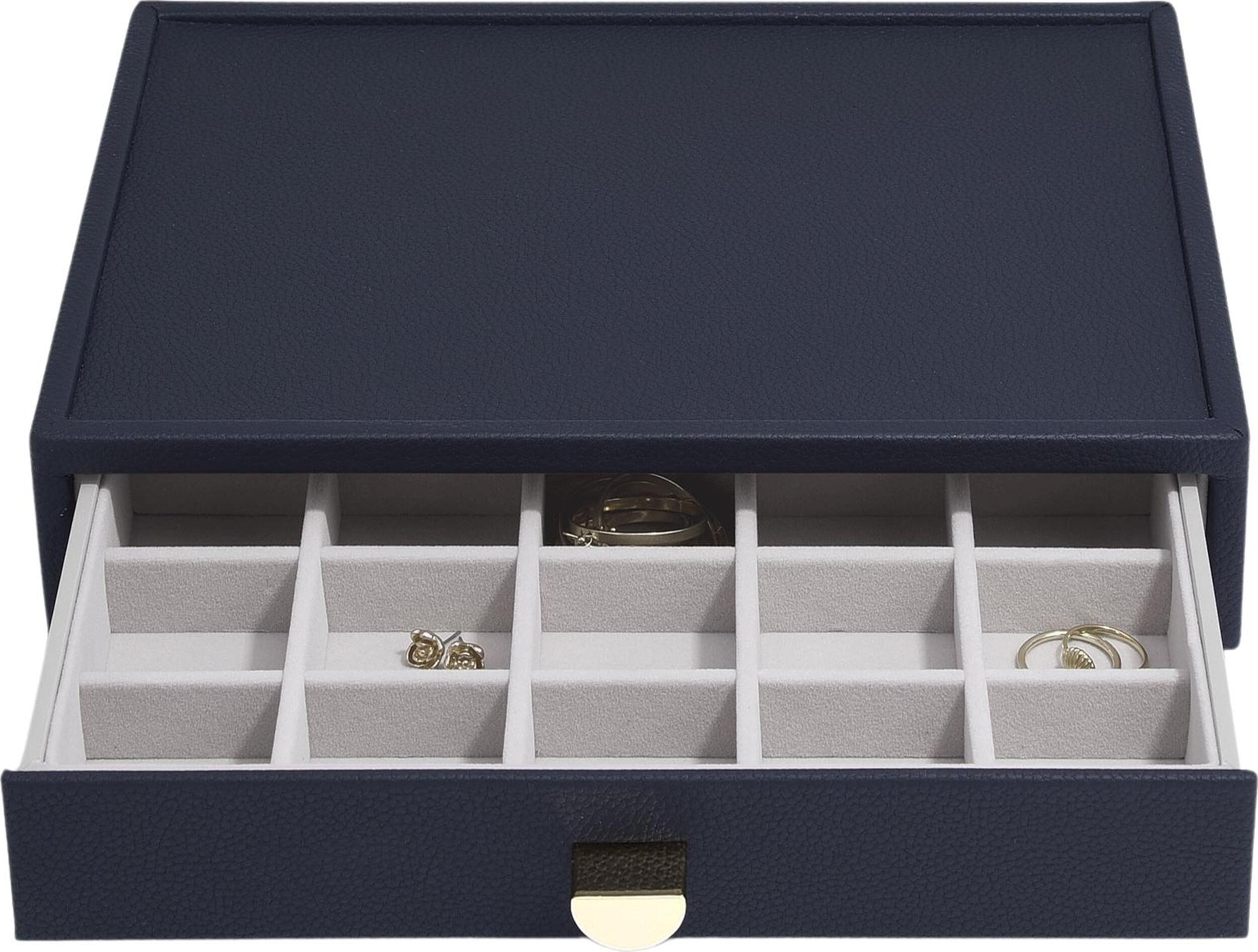 Szkatułka na biżuterię Stackers Pebble 15 komorowa classic granatowa z szufladą