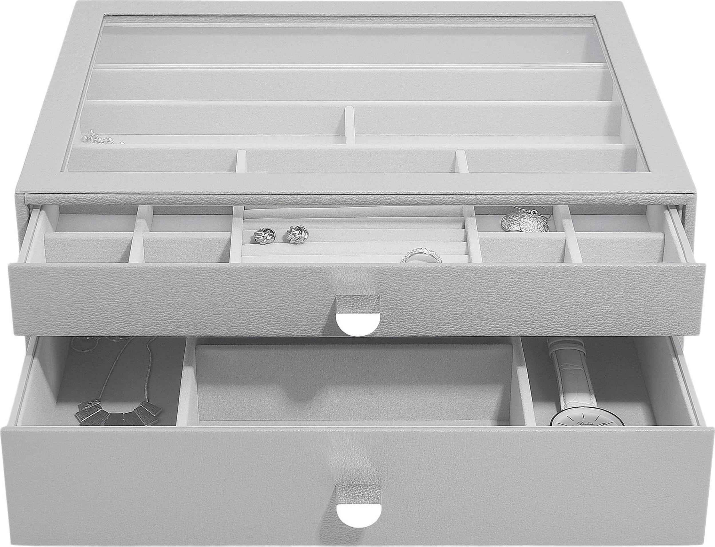 Szkatułka na biżuterię Stackers Pebble supersize kamienna szarość z 2 szufladami