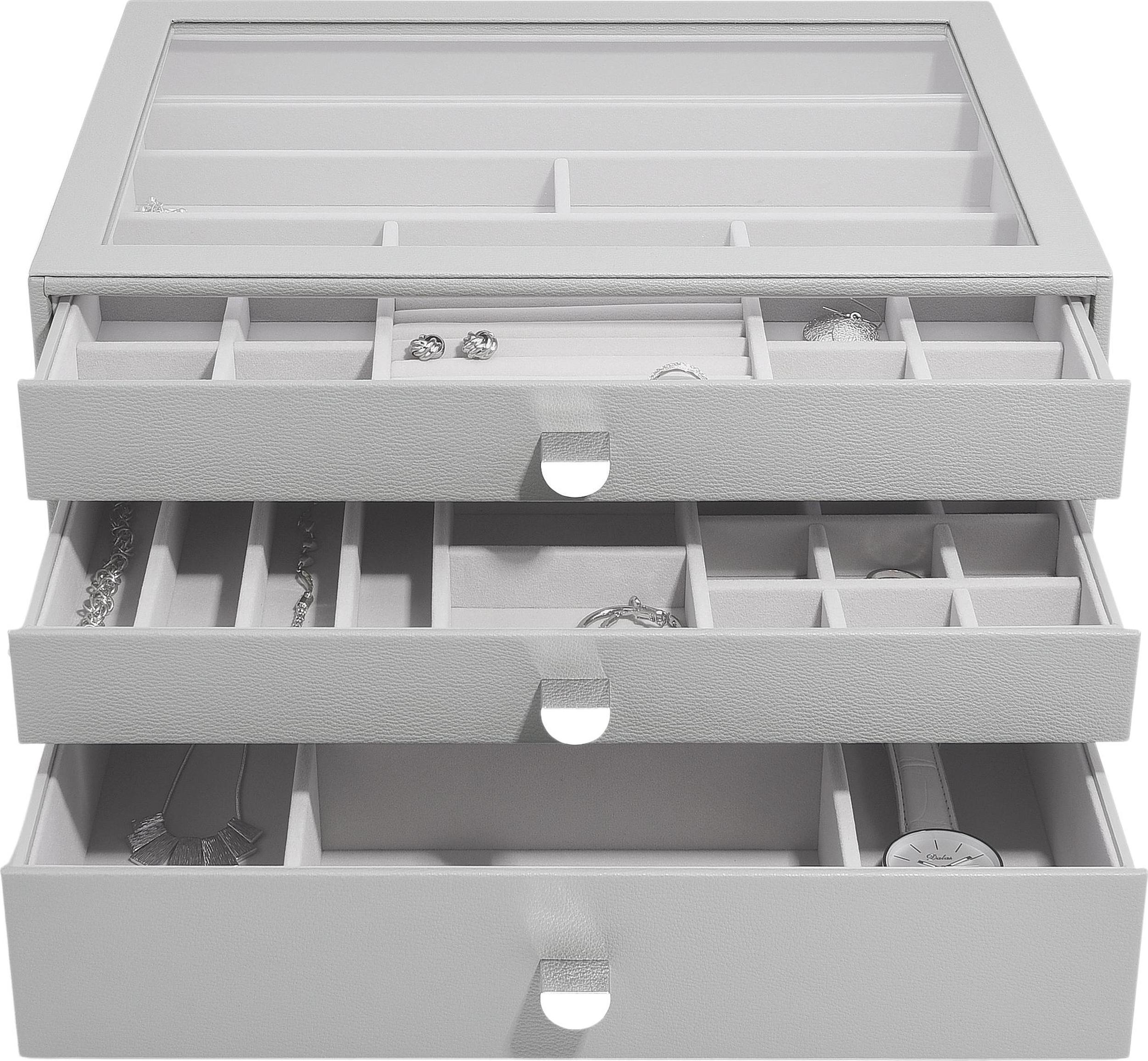 Szkatułka na biżuterię Stackers Pebble supersize kamienna szarość z 3 szufladami