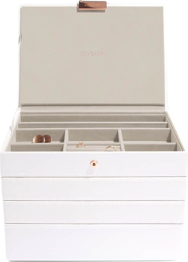 Szkatułka na biżuterię Stackers poczwórna classic biała różowe złoto