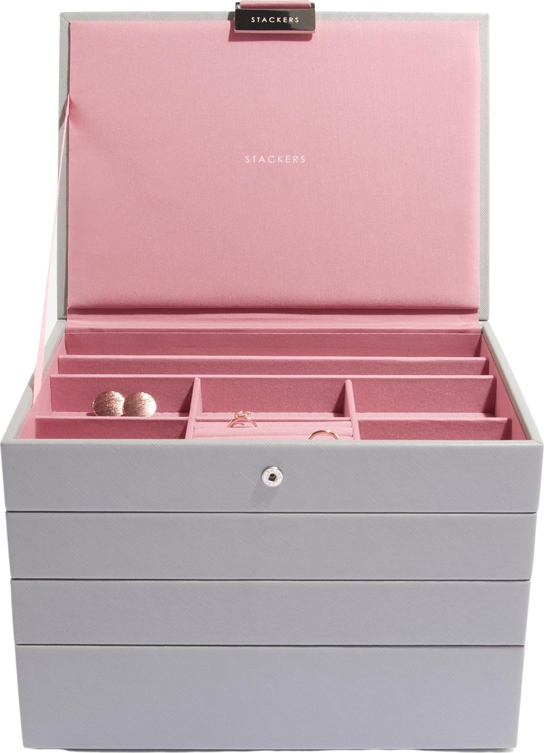 Szkatułka na biżuterię Stackers poczwórna classic szaro-różana