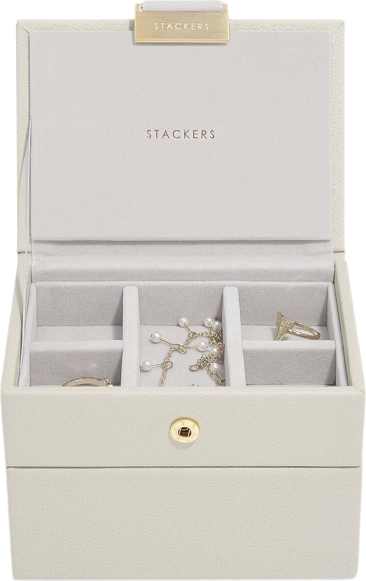 Szkatułka na biżuterię Stackers podwójna micro jasnobeżowa