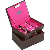 Szkatułka na biżuterię Stackers podwójna mini czekoladowo-różowa