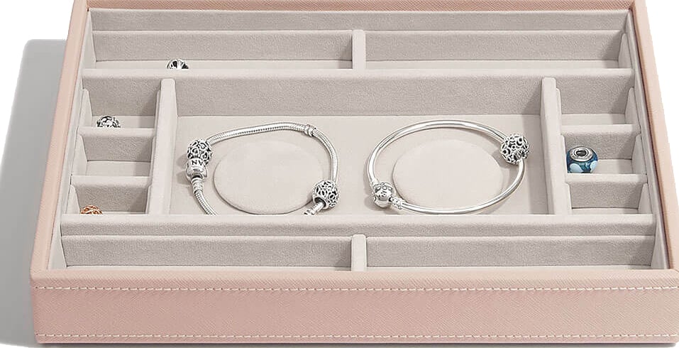 Szkatułka na charmsy Stackers jasnoróżowa z przegródkami