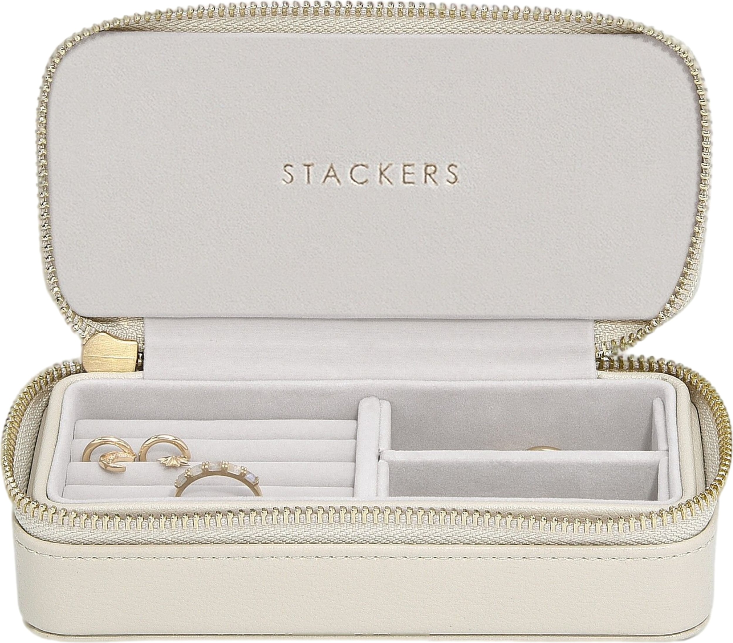 Travel Medium Stackers Schmuck-Reisekästchen hellbeige aus Leinen