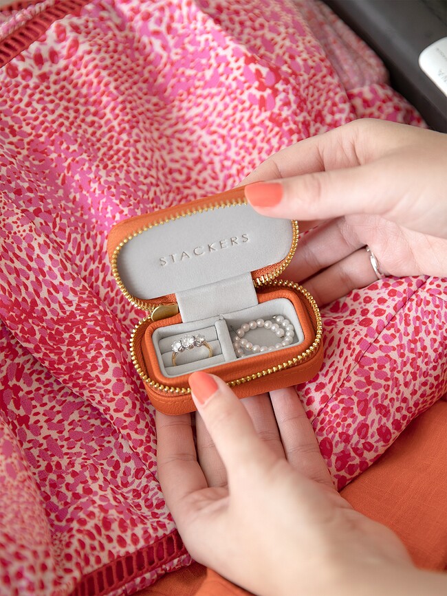 Travel Mini Stackers Škatlica potovalna za nakit, pudrasto roza