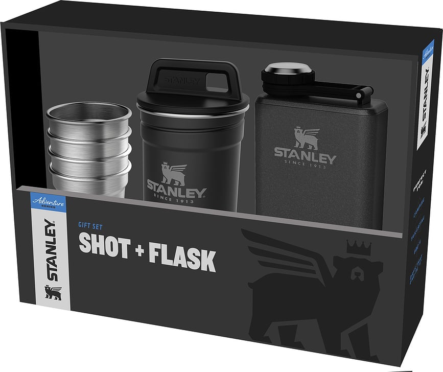 Adventure Set de Flasque avec 4 gobelets, noir