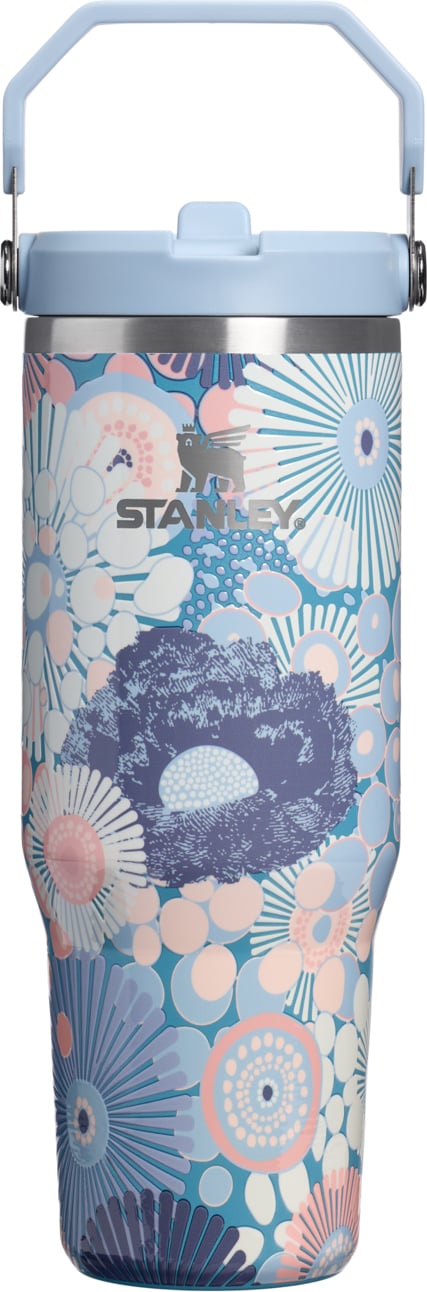 IceFlow Thermobecher mit Griff und Strohhalm Blue Dream Wildflower 890 ml
