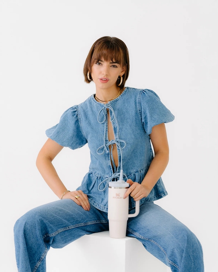 Quencher H2.0 Violet Blossom Gobelet Isotherme avec paille, 890 ml