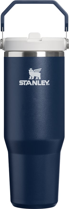 Tazza termica IceFlow con manico e cannuccia, Dark Navy, 890 ml