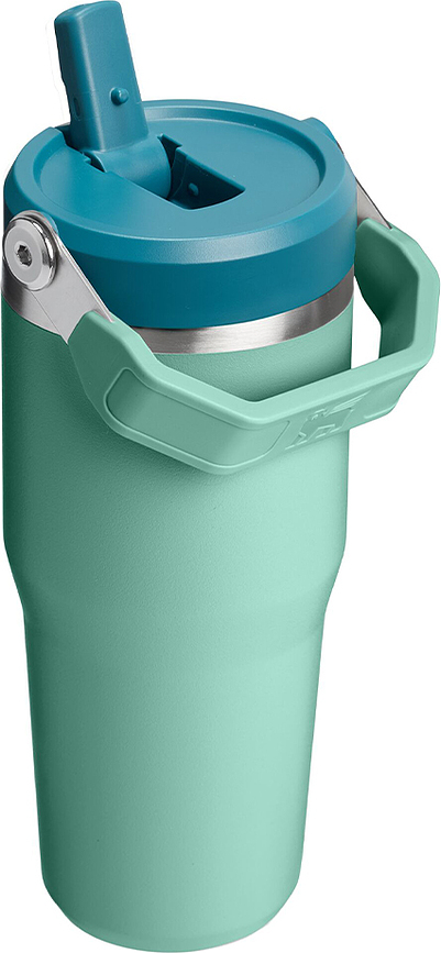Tazza termica IceFlow Spring Green con manico e cannuccia, 410 ml