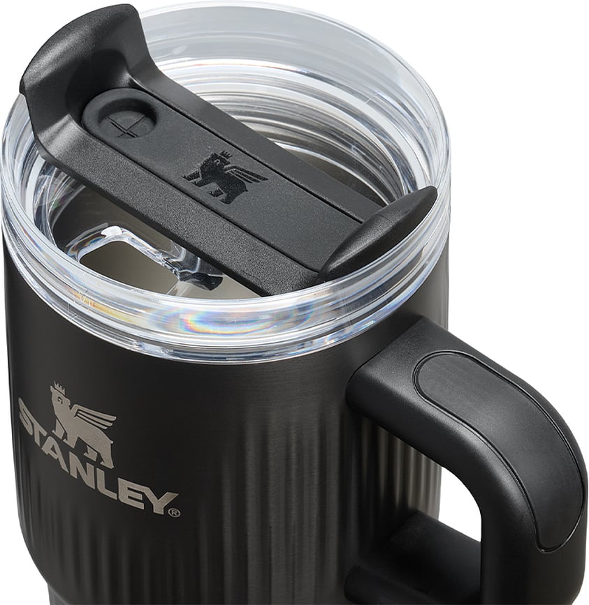 Термо чаша с дръжка и сламка Quencher H2.0 Fluted Tumbler Black PVD 590 ml