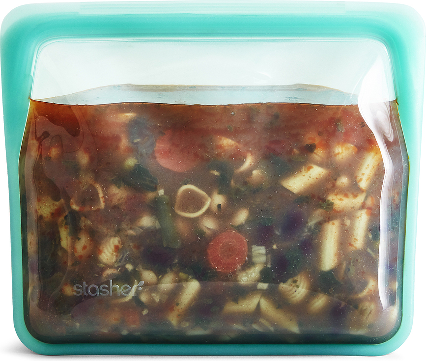 Bolsa de silicona Stasher, autoportante, transparente, para alimentos